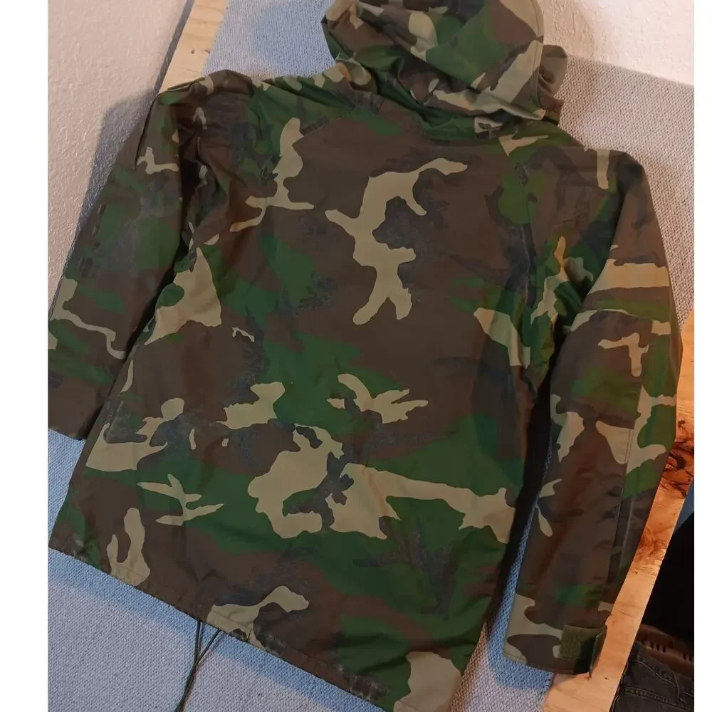 Vintage USGI M81 ECWCS‎ Parka Men Medium Long Woodland Camo Hooded Zip Snap 1987